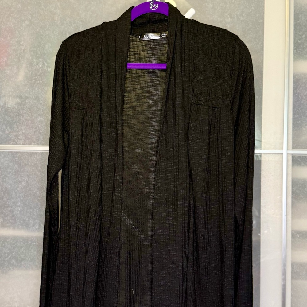 Elegant Black Open Front Cardigan